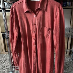Peruvian Connection Maroon Geometric 100% Pima Cotton Button Down shirt  sz M
